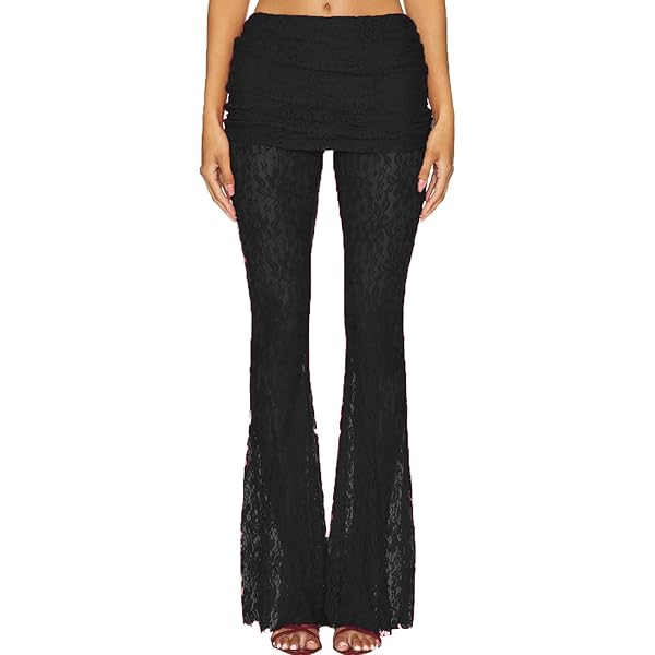 Kiluex Women Layered Ruffle Tulle Pants High Waist Wide Leg Kiluex Women Layered Ruffle Tulle Pants High Waist Wide Leg